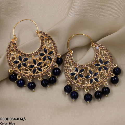 PEDH054 FRN Pear Temple Drop Earrings Pair - PEDH