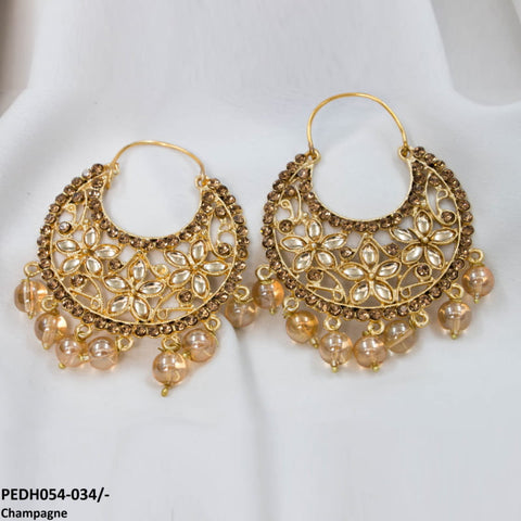 PEDH054 FRN Pear Temple Drop Earrings Pair - PEDH