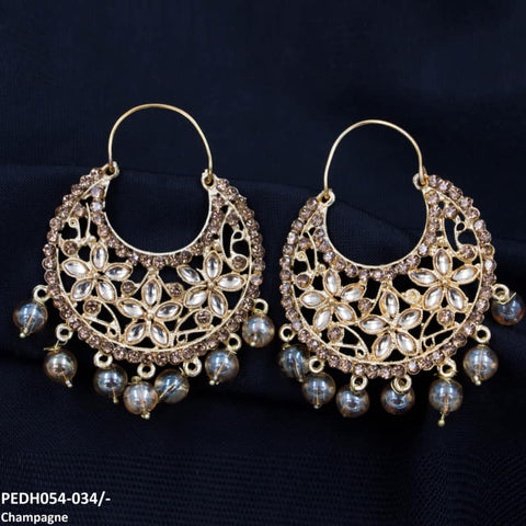 PEDH054 FRN Pear Temple Drop Earrings Pair - PEDH