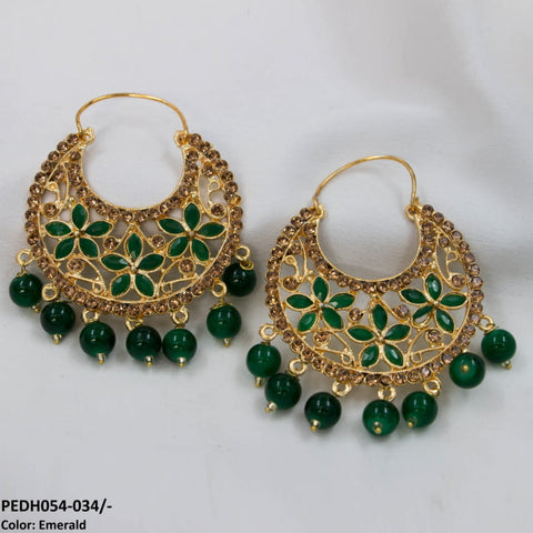 PEDH054 FRN Pear Temple Drop Earrings Pair - PEDH
