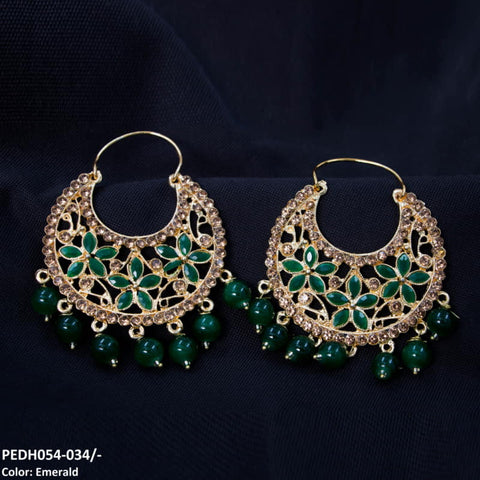 PEDH054 FRN Pear Temple Drop Earrings Pair - PEDH