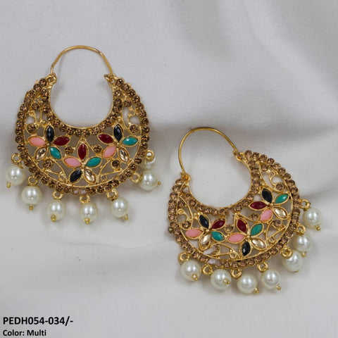 PEDH054 FRN Pear Temple Drop Earrings Pair - PEDH