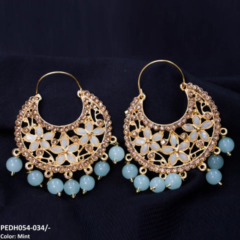 PEDH054 FRN Pear Temple Drop Earrings Pair - PEDH