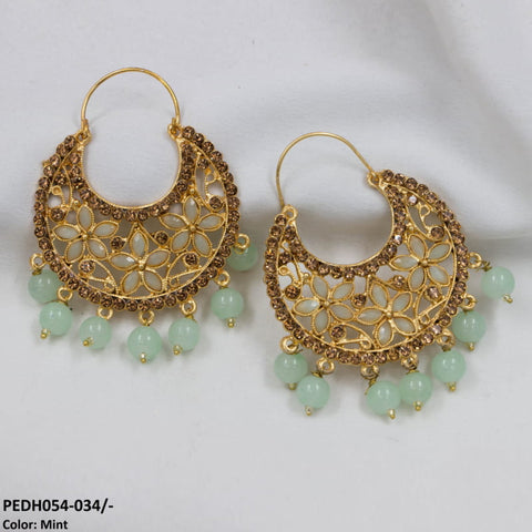 PEDH054 FRN Pear Temple Drop Earrings Pair - PEDH