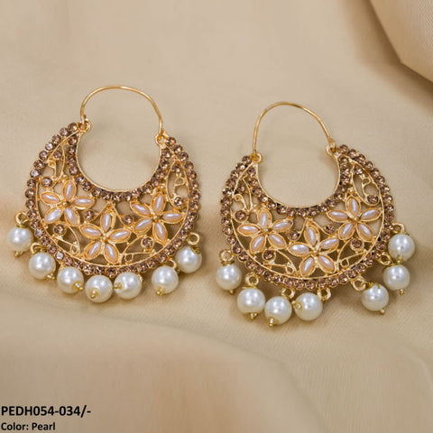 PEDH054 FRN Pear Temple Drop Earrings Pair - PEDH