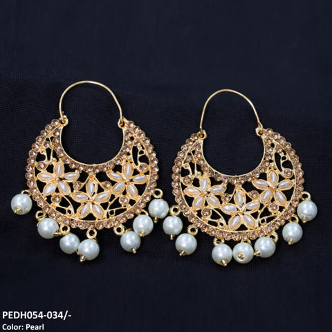 PEDH054 FRN Pear Temple Drop Earrings Pair - PEDH