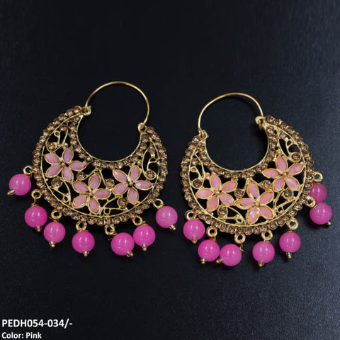 PEDH054 FRN Pear Temple Drop Earrings Pair - PEDH