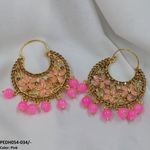 PEDH054 FRN Pear Temple Drop Earrings Pair - PEDH
