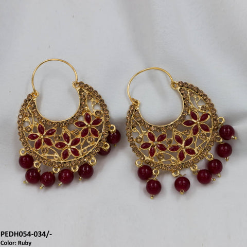 PEDH054 FRN Pear Temple Drop Earrings Pair - PEDH