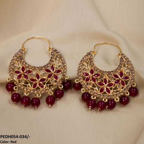 PEDH054 FRN Pear Temple Drop Earrings Pair - PEDH