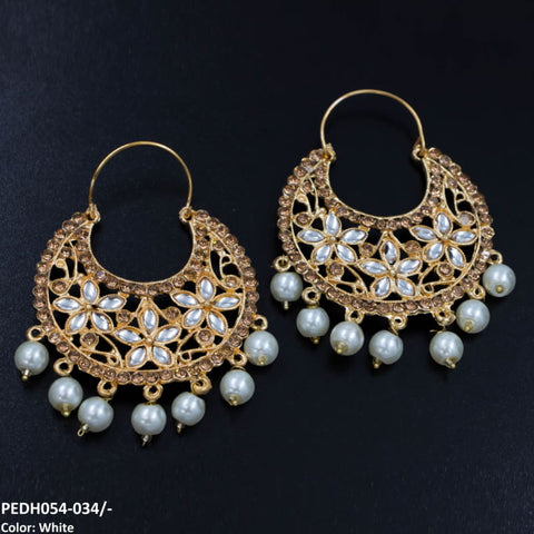 PEDH054 FRN Pear Temple Drop Earrings Pair - PEDH