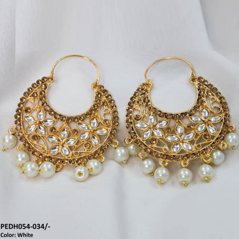 PEDH054 FRN Pear Temple Drop Earrings Pair - PEDH