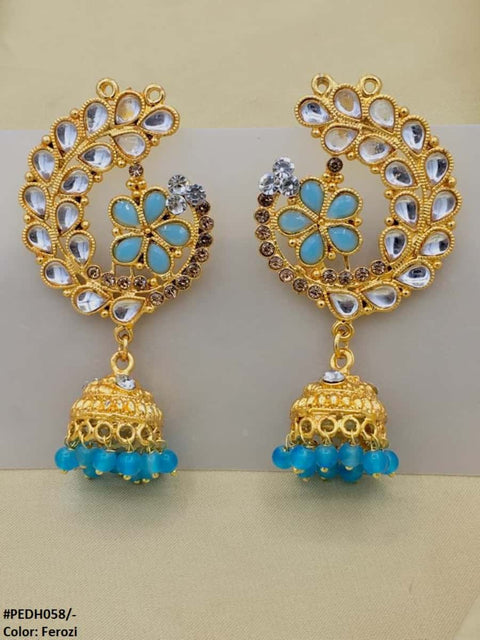 PEDH058 SDQ Flower Ear Drop Earrings Pair - PEDH