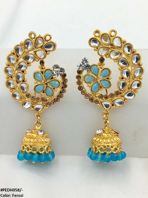 PEDH058 SDQ Flower Ear Drop Earrings Pair - PEDH