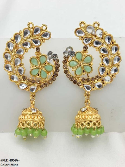 PEDH058 SDQ Flower Ear Drop Earrings Pair - PEDH