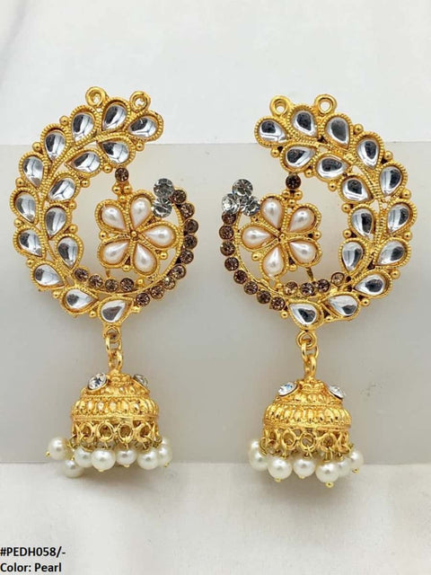 PEDH058 SDQ Flower Ear Drop Earrings Pair - PEDH