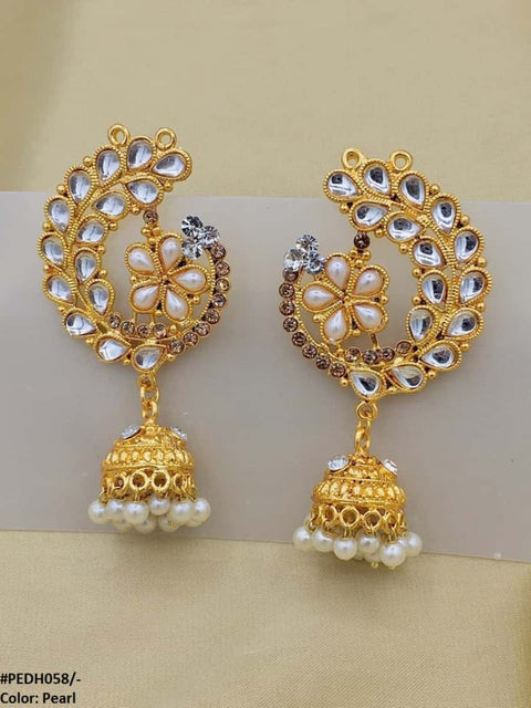 PEDH058 SDQ Flower Ear Drop Earrings Pair - PEDH