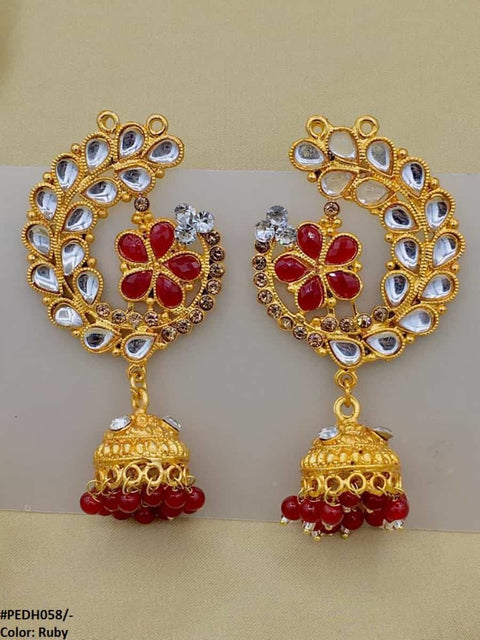 PEDH058 SDQ Flower Ear Drop Earrings Pair - PEDH