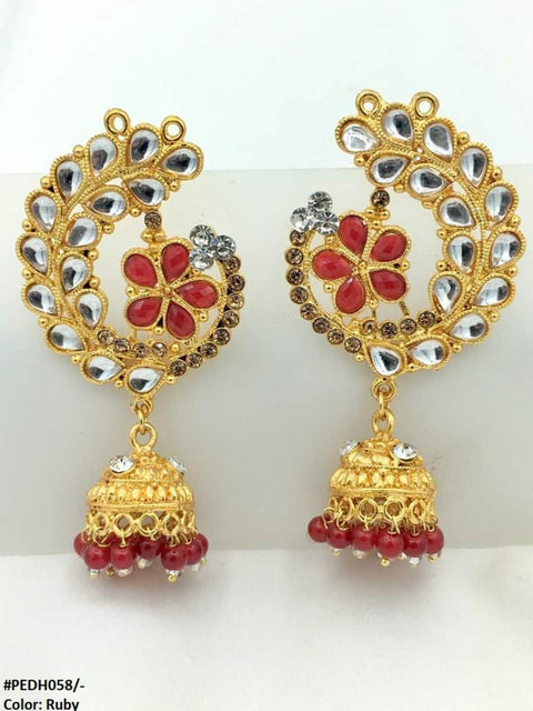 PEDH058 SDQ Flower Ear Drop Earrings Pair - PEDH
