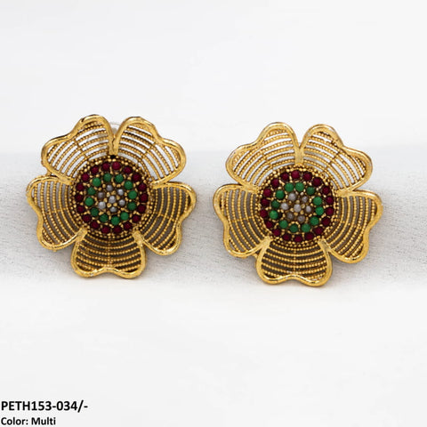 PETH153 FRZ Layers Flower Ear Tops Pair - PETH