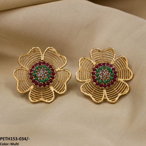 PETH153 FRZ Layers Flower Ear Tops Pair - PETH