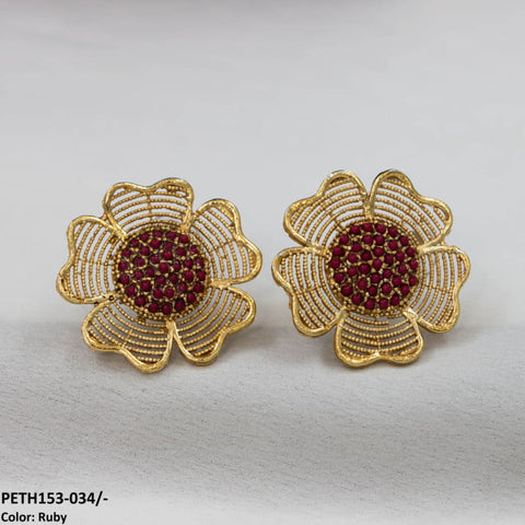 PETH153 FRZ Layers Flower Ear Tops Pair - PETH