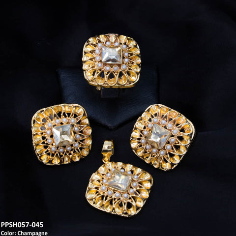 PPSH057 OAK layered Saqure Pendant Set - PPSH