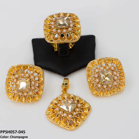 PPSH057 OAK layered Saqure Pendant Set - PPSH