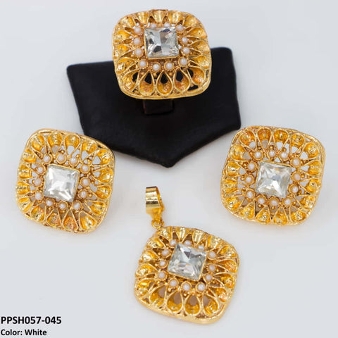 PPSH057 OAK layered Saqure Pendant Set - PPSH