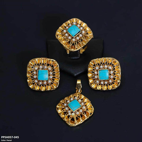 PPSH057 OAK layered Saqure Pendant Set - PPSH