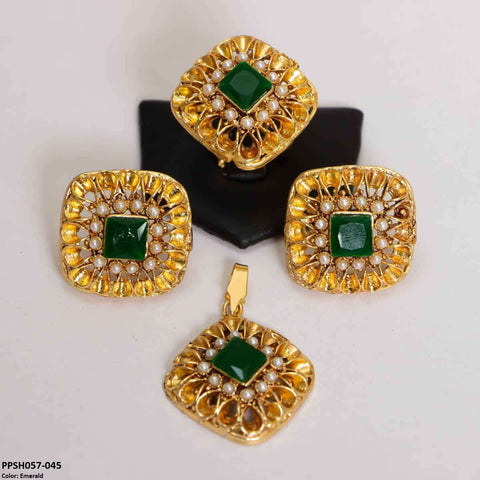 PPSH057 OAK layered Saqure Pendant Set - PPSH
