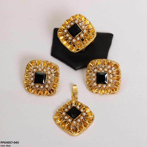 PPSH057 OAK layered Saqure Pendant Set - PPSH