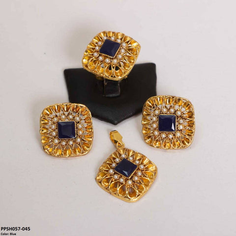 PPSH057 OAK layered Saqure Pendant Set - PPSH