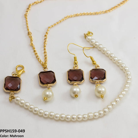 PPSH159 SDQ Square Diamond Pendant Set - PPSH