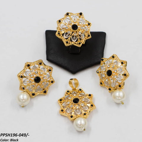 PPSH196 SDQ Flower Pearl Drop Pendant Set - PPSH