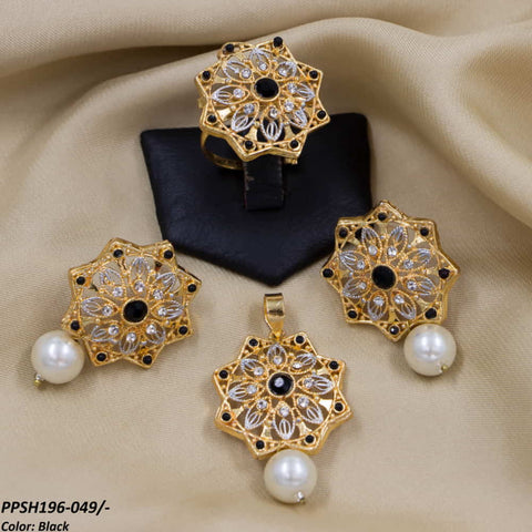 PPSH196 SDQ Flower Pearl Drop Pendant Set - PPSH