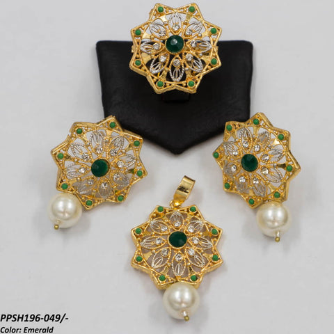 PPSH196 SDQ Flower Pearl Drop Pendant Set - PPSH