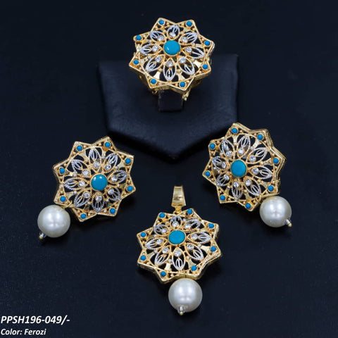 PPSH196 SDQ Flower Pearl Drop Pendant Set - PPSH