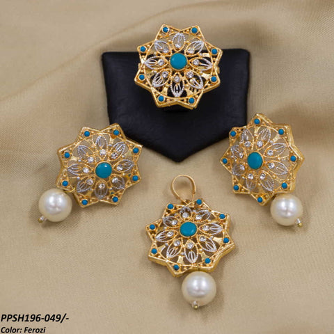 PPSH196 SDQ Flower Pearl Drop Pendant Set - PPSH