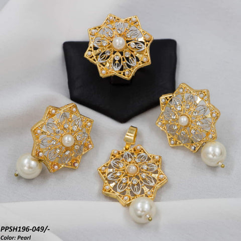 PPSH196 SDQ Flower Pearl Drop Pendant Set - PPSH