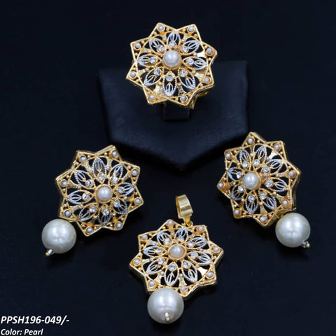 PPSH196 SDQ Flower Pearl Drop Pendant Set - PPSH