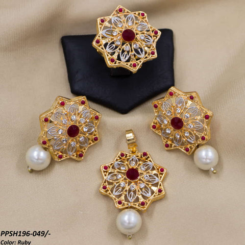 PPSH196 SDQ Flower Pearl Drop Pendant Set - PPSH