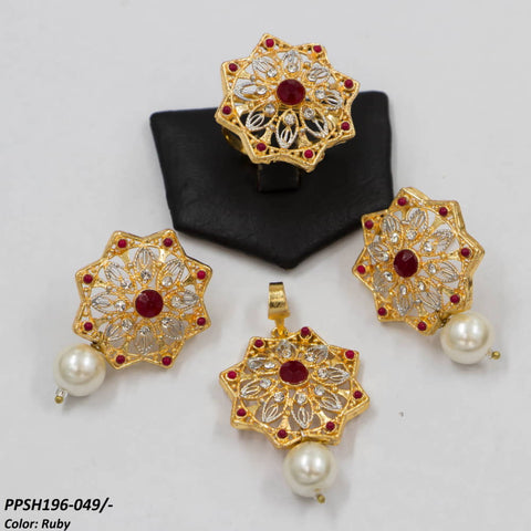 PPSH196 SDQ Flower Pearl Drop Pendant Set - PPSH