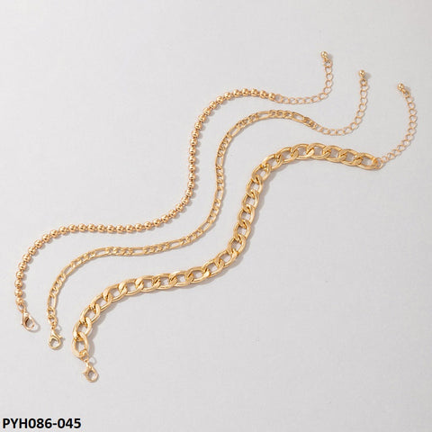 PYH086 YYE Curb & Ball Chain 3 Foot Anklet - PYH