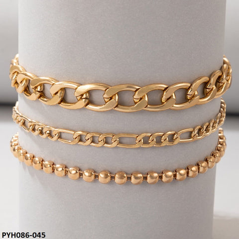 PYH086 YYE Curb & Ball Chain 3 Foot Anklet - PYH