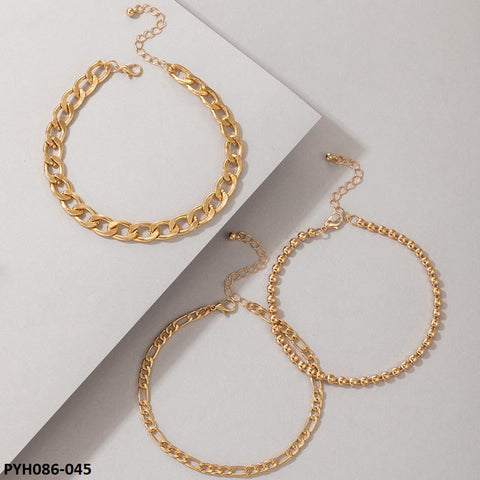 PYH086 YYE Curb & Ball Chain 3 Foot Anklet - PYH