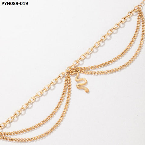 PYH089 YYE Layer Anaconda/Curb Chain Foot Anklet - PYH
