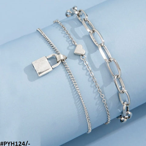 PYH124 YPG Heart/Lock Chain 3 Foot Anklets - PYH