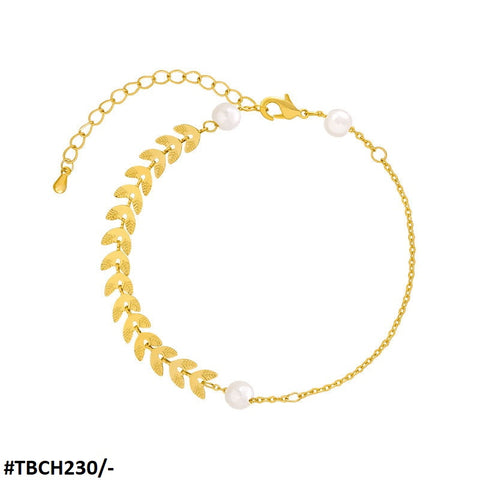 TBCH230 XST Leaves/Pearl Chain Bracelet Adjustable - CBCH