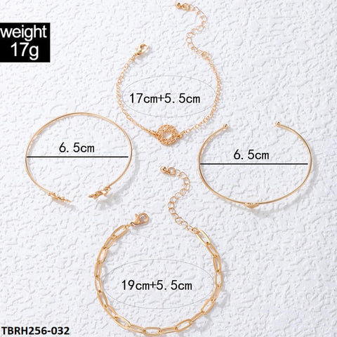 TBRH256 YYE Leaf/Heart/Curb Chain 4 Hand Bracelet - TBRH